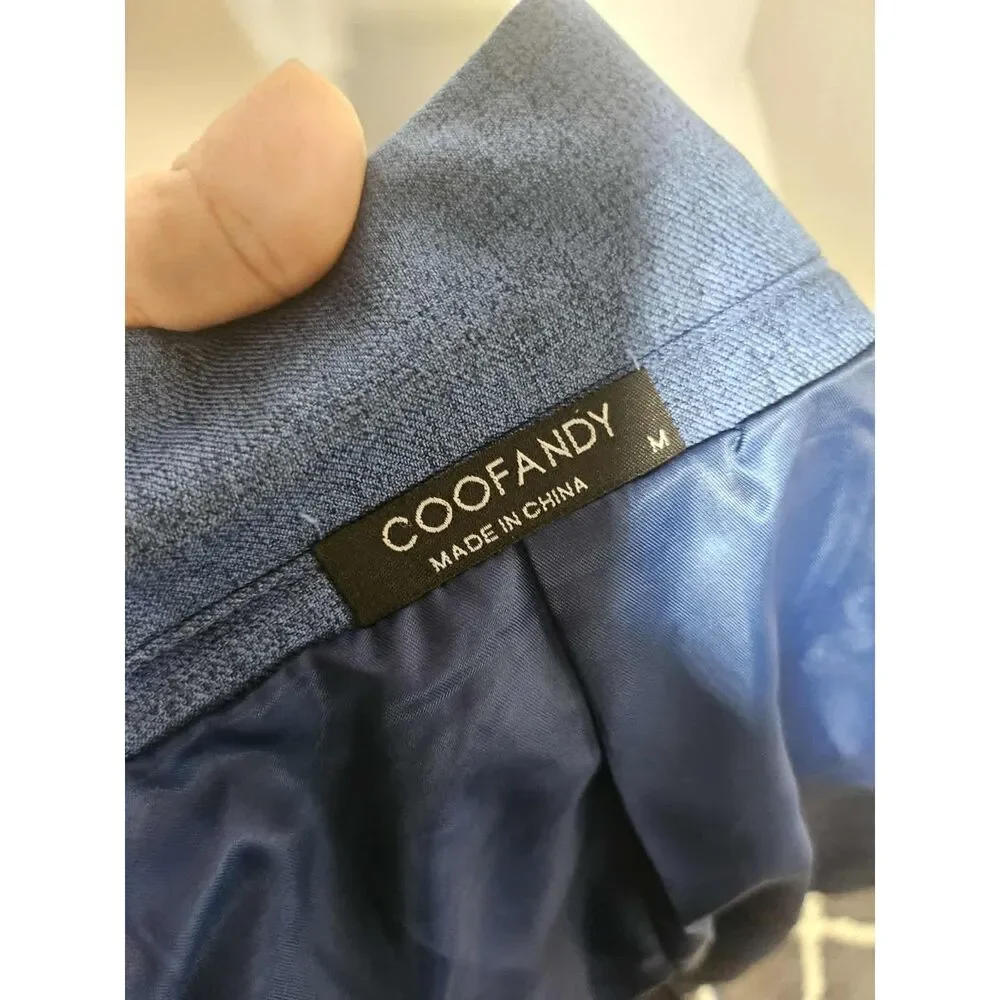 COOFANDY Men’s Blue Slim Fit Blazer Size M One Button Textured Sport Coat